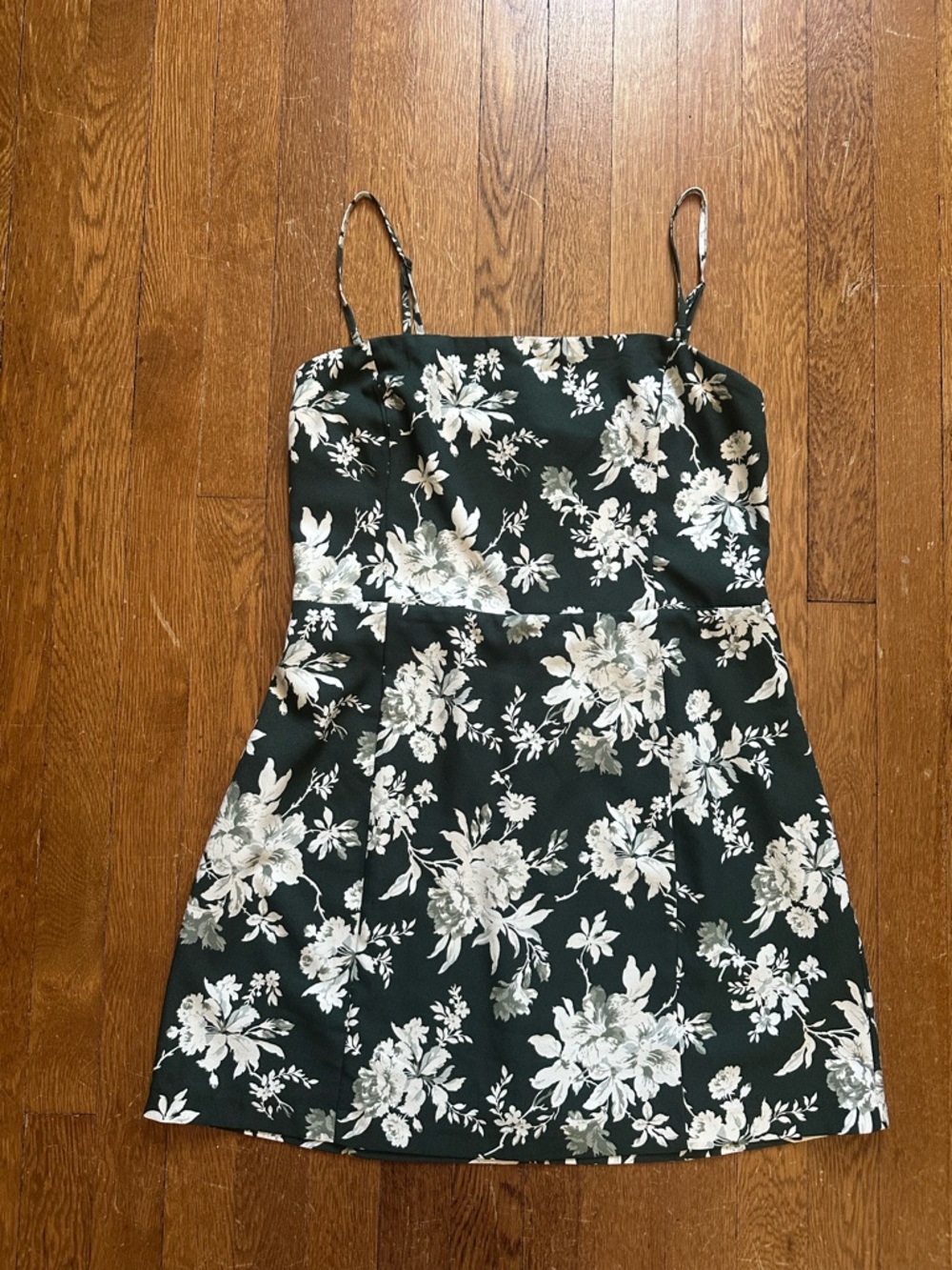 Dark Green Floral A-Line Mini Dress